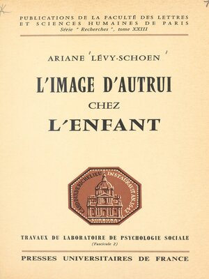 cover image of L'image d'autrui chez l'enfant